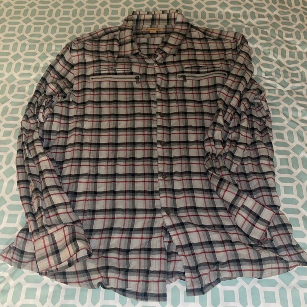 Worn once nice casual button down shirt size 2XL grey red black